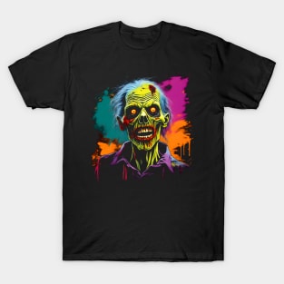 Halloween Zombie Colorful Vintage Design T-Shirt